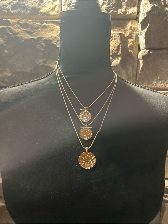 paparazzi Jewelry - Paparazzi Gold Tone
Layered Disc Necklace
& Earrings Set NWT